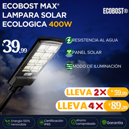 EcoBost Max®  Lampara Solar Ecologica 400W.