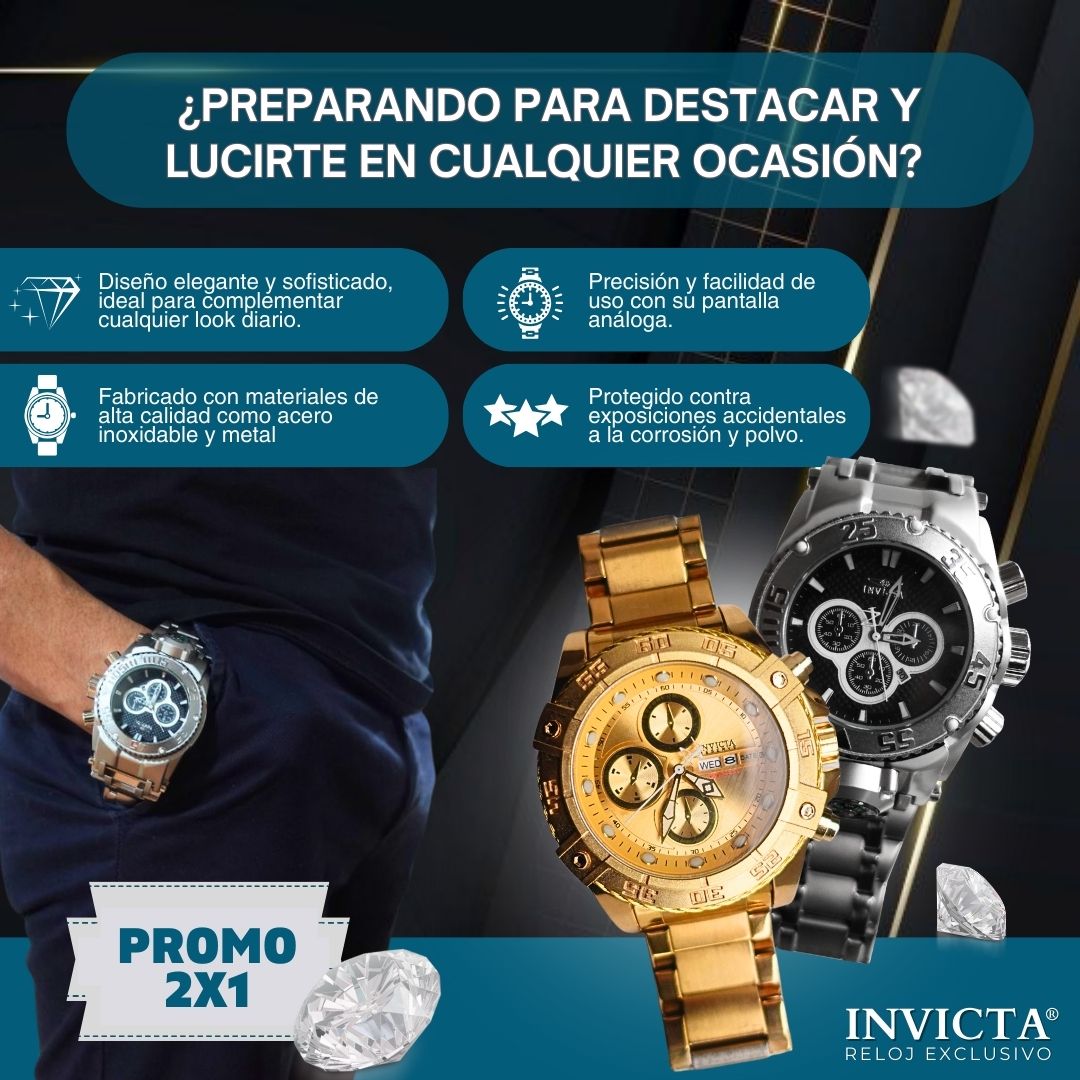 Reloj Invicta®  Dorado & Plateado Oferta 2x1💎