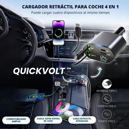 QuickVolt®  Cargador De Coche Para Teléfono 4 En 1