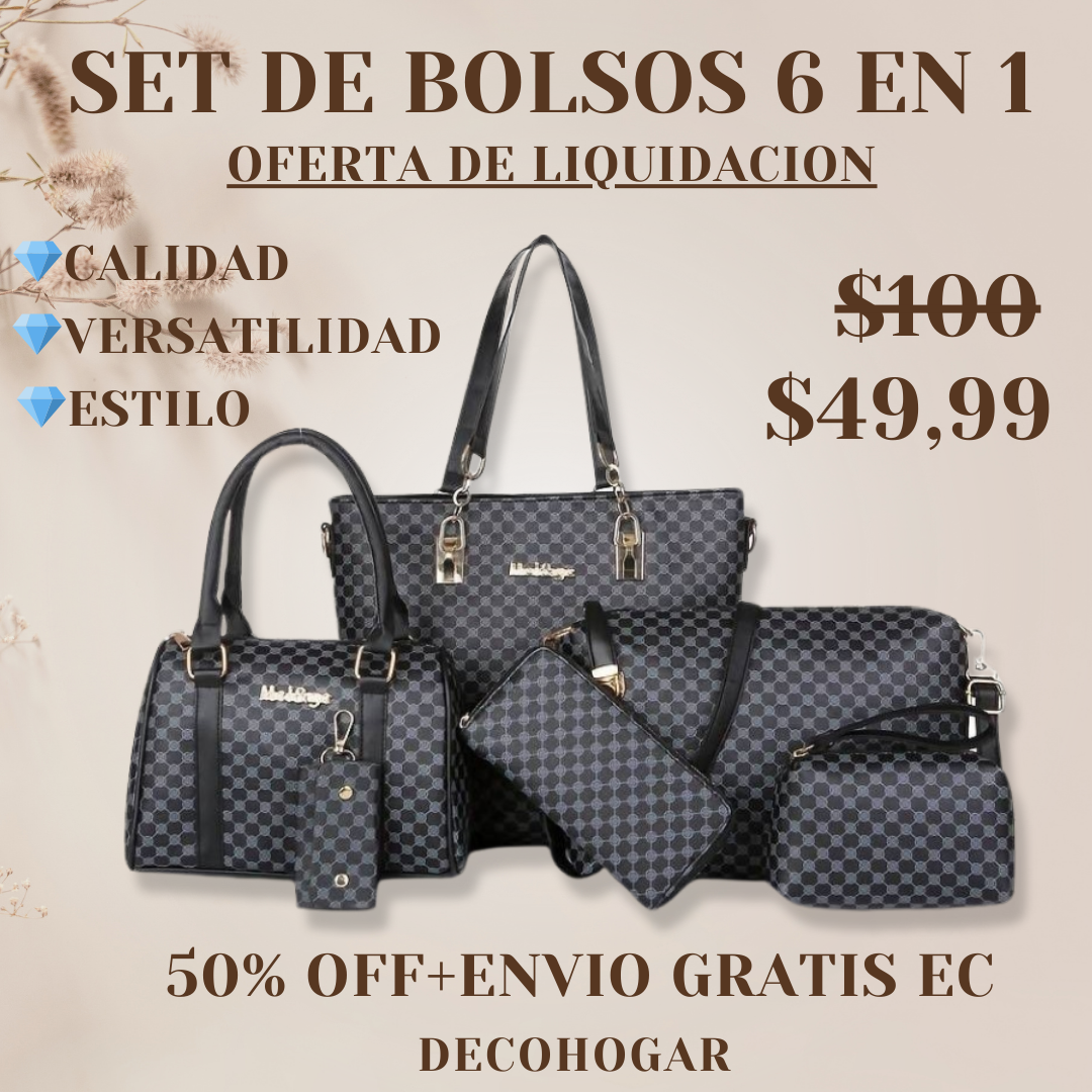 SET DE 6 BOLSOS PARA MUJER